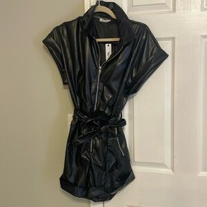 Black leather romper